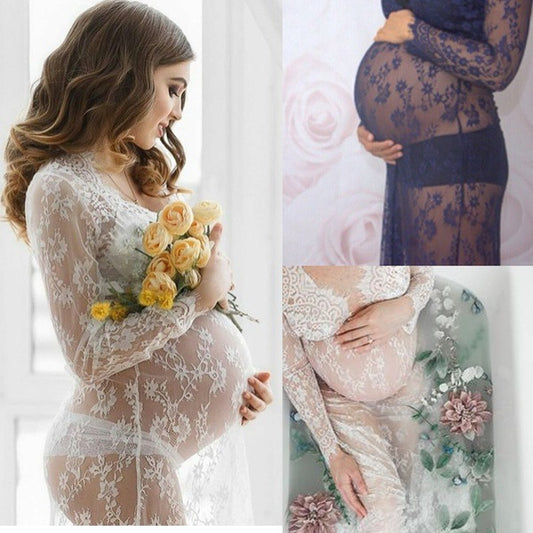 Lace See Through Maternity Dress
