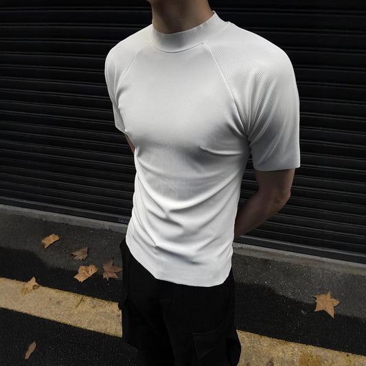 Slim-fit Casual Quick-dry Semi-high Neck Short-sleeve Undershirt