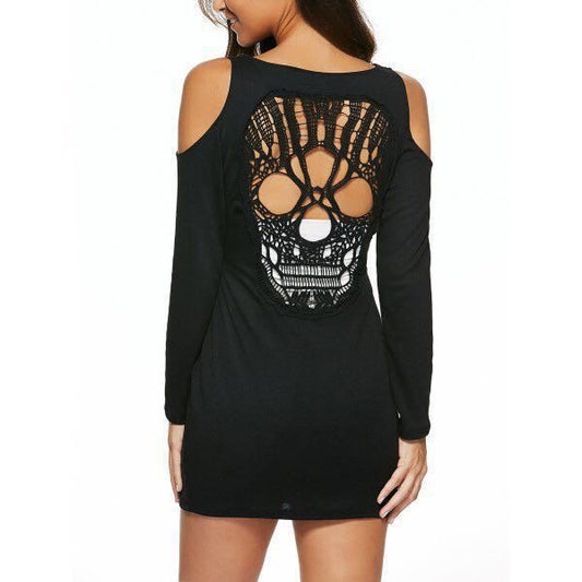 Women Tops Sexy Party Blusas Long Sleeve T-Shirt Women Punk Skull Off Shoulder