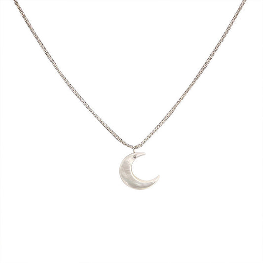 Moon Shell Zircon Thin Necklace Women Summer
