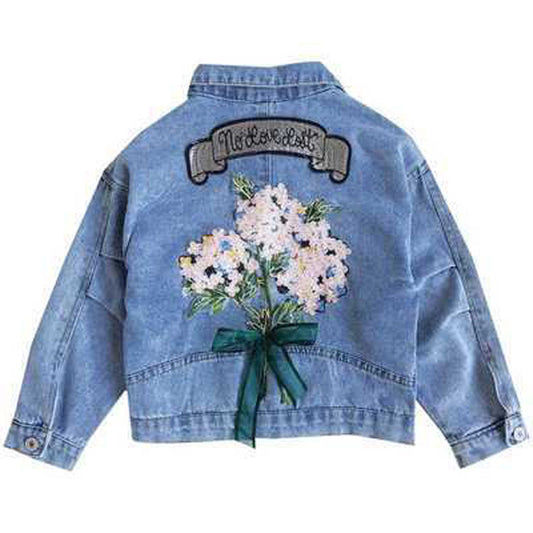Korean Girl Flower Denim Jacket