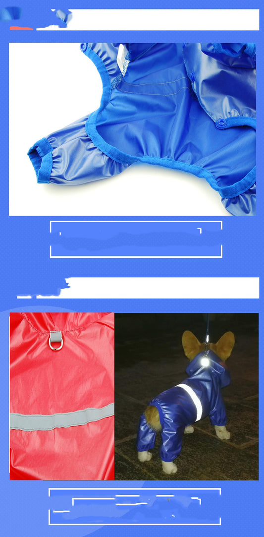 Pet Waterproof Raincoat Reflective Double Breathable Boxer Jumpsuit