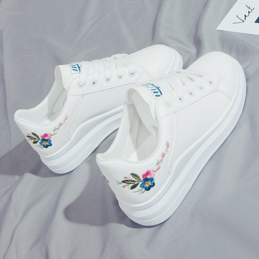 New Casual All-Match Embroidery White Shoes Women