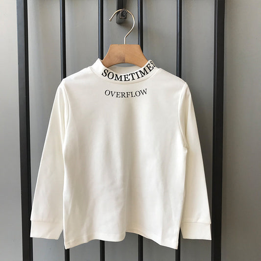 Girls' Letter Round Neck Cotton Bottoming Shirt