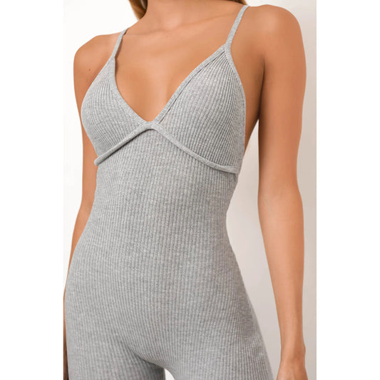 Sexy Backless Solid Color Slimming Onesie For Ladies