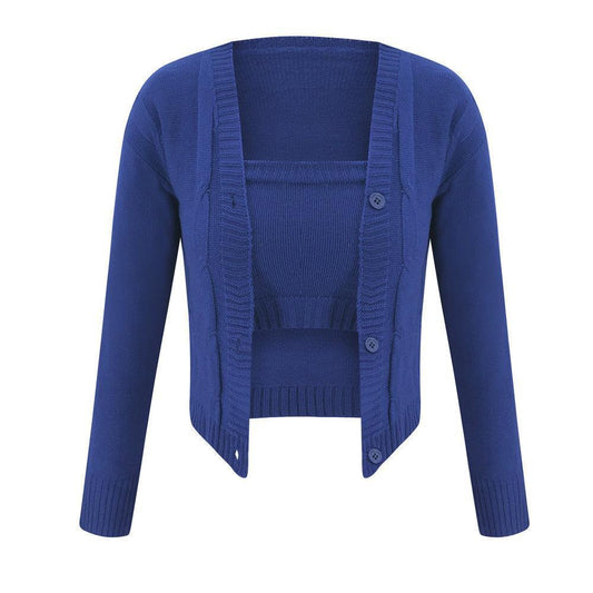 Sexy Sweater Cardigan Short Skirt Suit