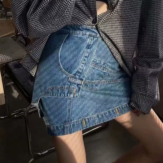 Irregular Design Denim Skirt Spring And Summer Skirt Women"S High Waist High A-Line Split Skirt Small