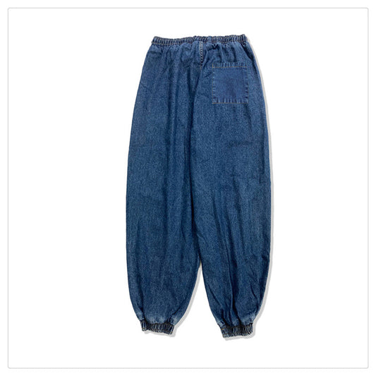 Jeans Men And Women Elastic Waist Loose Large Size Wide Leg Pants