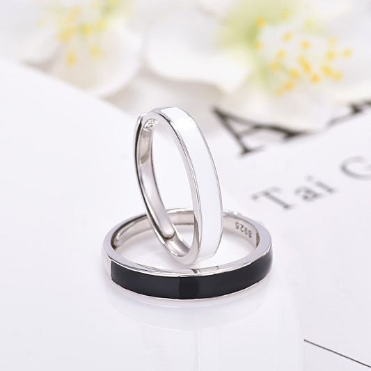 Men And Women Pair Ring Black And White Ring