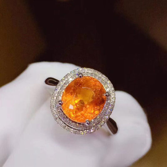 Garnet Ring Is Of Good Quality, Full Of Fire, No Cracks, 925 Silver Fine Inlaid