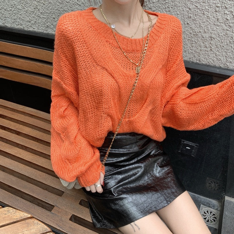 Fashion casual sweater skirt suit