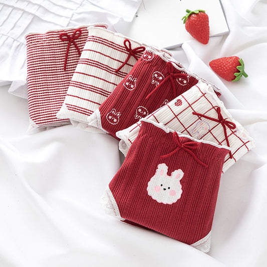 Strawberry Rabbit Fungus Edge Thread Girl Underwear