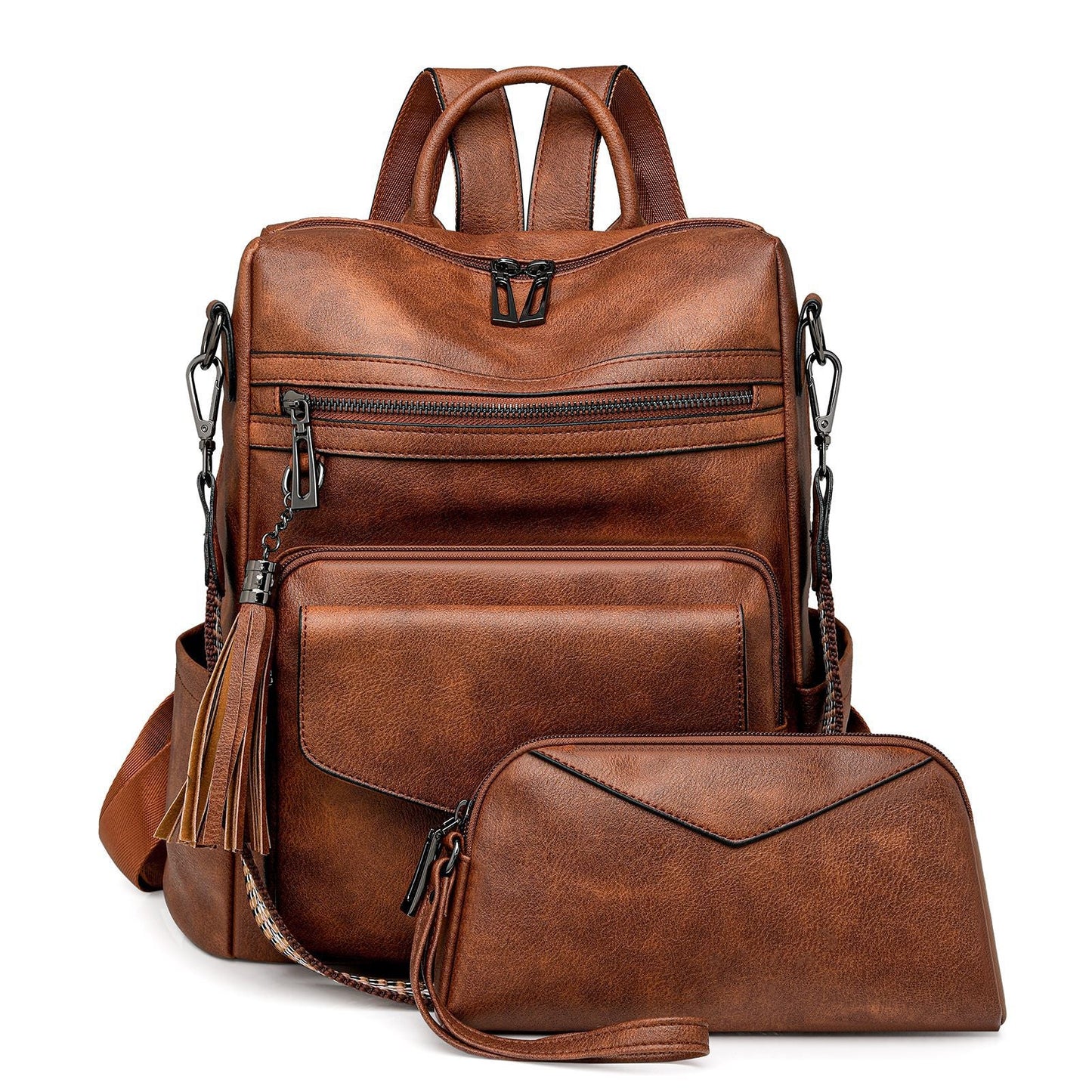 Retro Versatile Women's Backpack With Two-tone Fringe