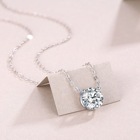 Time Chain - A Fashionable And Light Luxury Jewelry Pendant Necklace Set With Top-quality Moissanite, S925 Silver Plated Platinum