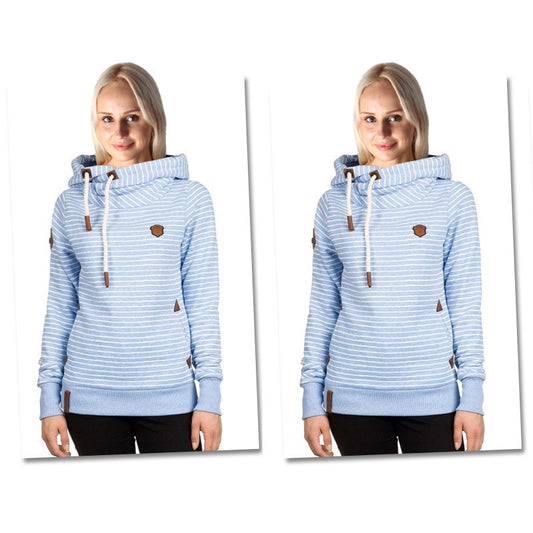Ladies striped plus velvet sweatshirt