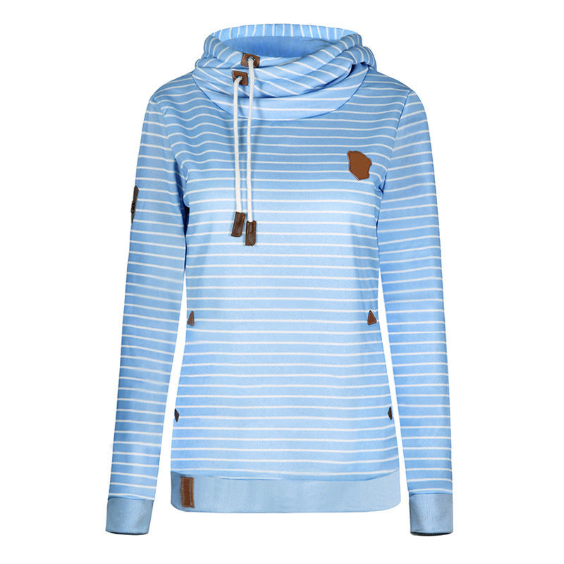 Ladies striped plus velvet sweatshirt