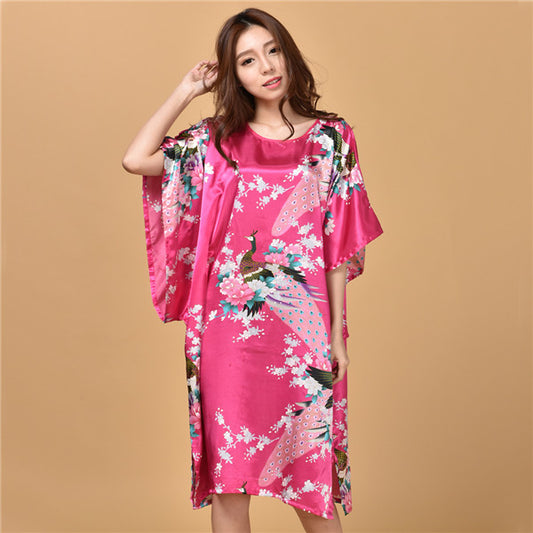 Printed peacock plus size nightdress