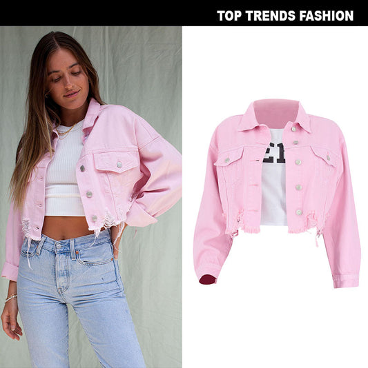 Short cropped denim jacket
