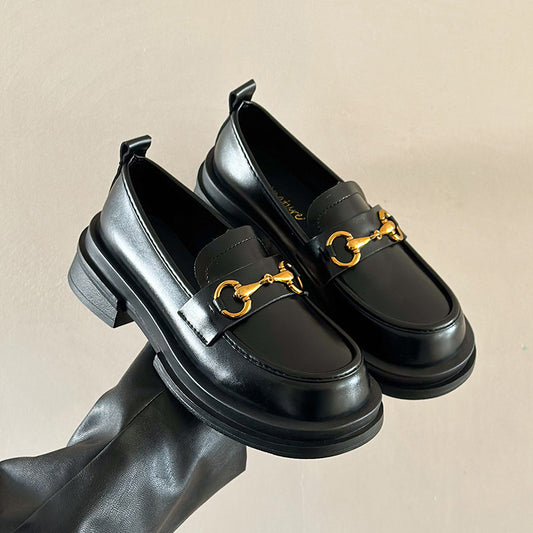 One Pedal Loafer Metal Buckle All-match Soft Thin Shoes