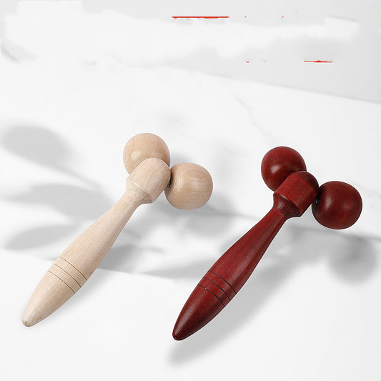 Manual Wooden Massage Equipment Facial Roller Spine Massage Double-roller Device