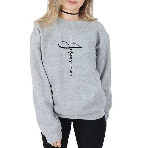 Faith cross autumn and winter letter printing street tide new sweater shirt men and women