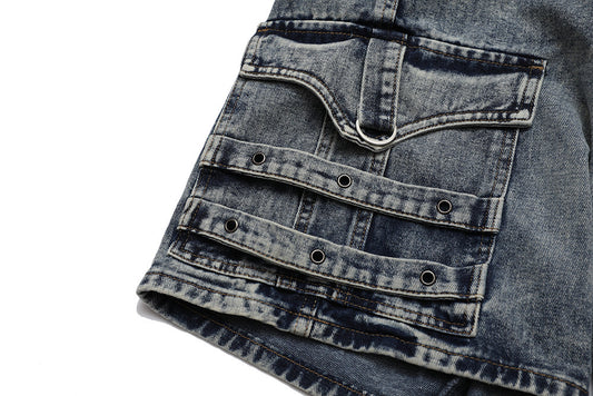 Heavy Duty Patchwork Denim Shorts For Men