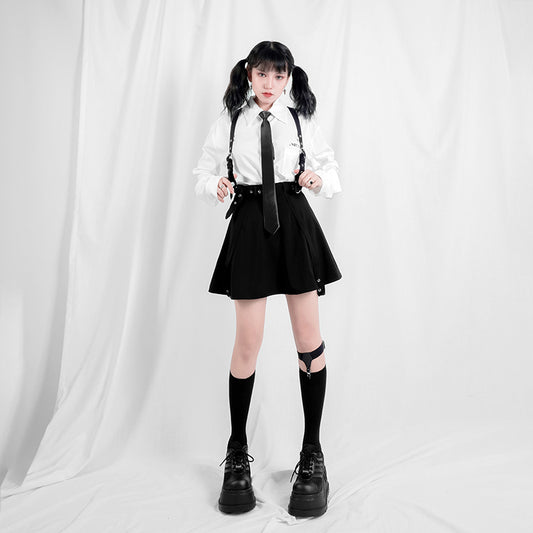 Double straps, three kinds of wearing punk metal strap skirts