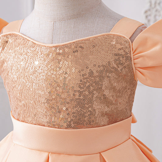 Girls Birthday Party Sequined Suspender Forged Cloth Dress