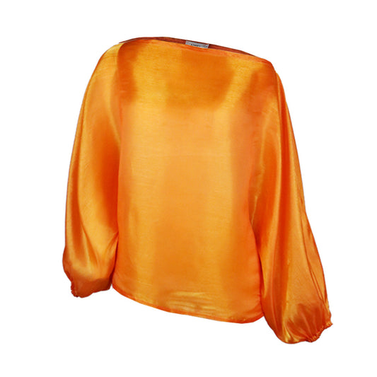 Sexy Sloping Shoulder Lantern Sleeves Plus Size Commuter Loose Casual All-match Shirt Top Women