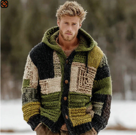 Men's 3D Digital Printed Loose Hooded Sweatshirt Cardigan Jacket