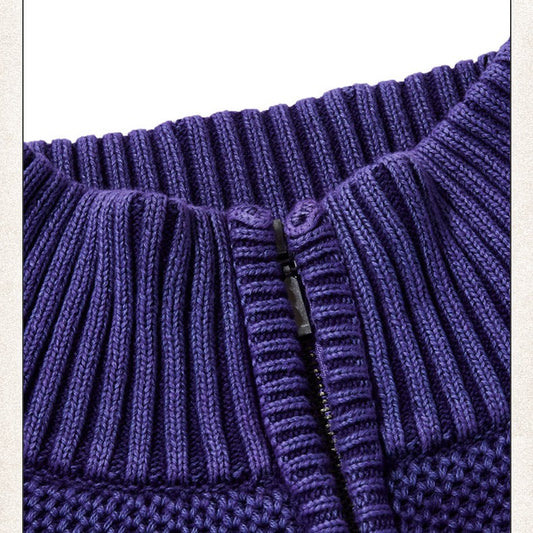 Cardigan Zipper Turtleneck Knitting Sweater