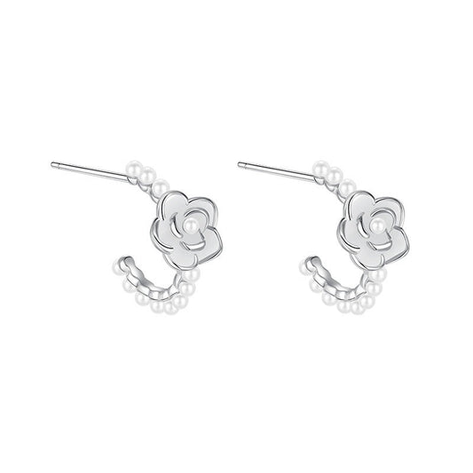 Light Luxury 925 Pure Silver Camellia Earrings