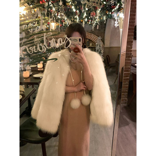Fashion Fur Young Women Slimming Coat