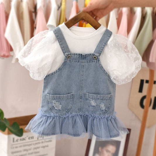 Baby girl denim strap dress