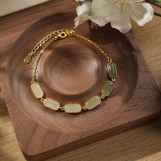 S925 Silver Hetian Jade Gradient Bracelet Light Luxury Advanced