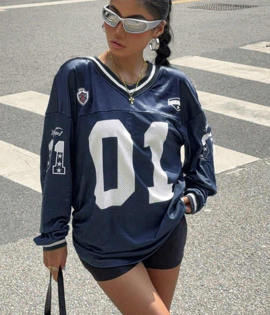 Women's Number And Letter Printed Football T-shirt