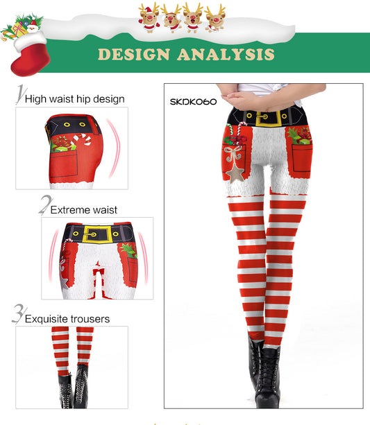 Women Christmas Digital Print Tight Leggings