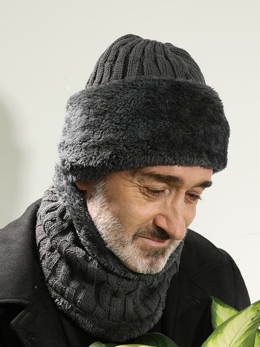 Men's Middle-aged And Elderly Wool Hat With Wool And Thick Knitted Hat