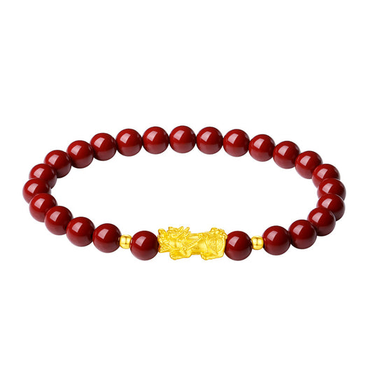 Gold Pure Gold Pi Xiu Bracelet Female Cinnabar