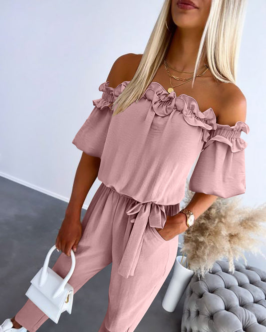 Women's Summer New Off Shoulder Jumpsuits Suit