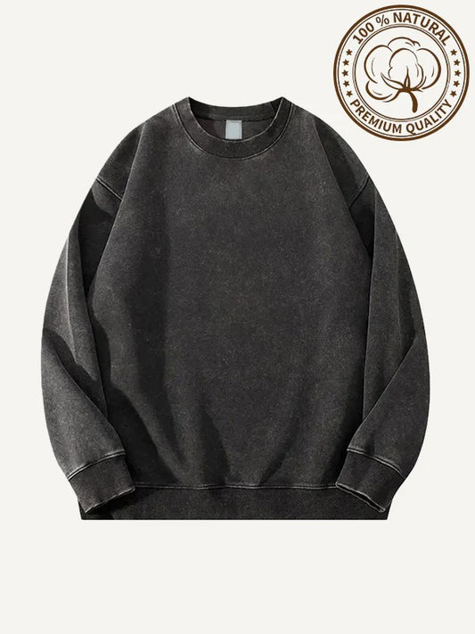 Retro Washed Distressed Crewneck Sweatshirt