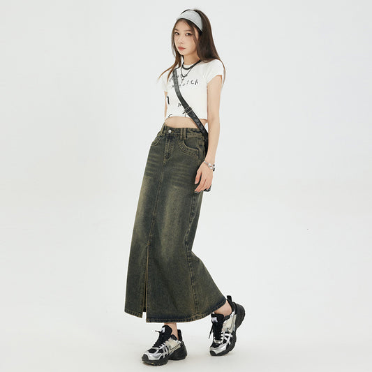 Fashionable American Retro Denim Skirt For Women