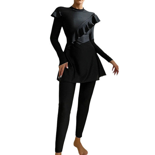 Cross-border Muslim Swimsuit Solid Color Stringy Selvedge Islamic Women Middle East Dubai