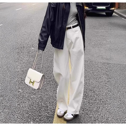 Fashion Wide-leg White Jeans For Women