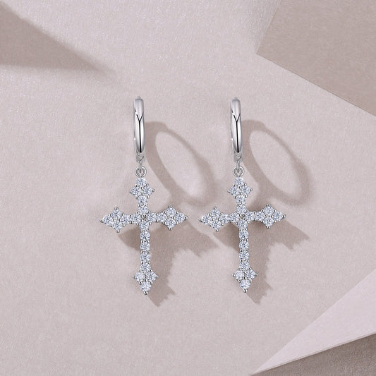 Top-quality Moissanite Luxury And Fashionable Light Luxury Jewelry Silver Stud Earrings S925 Silver Plated Platinum