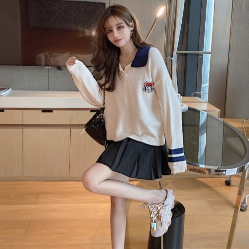 Two-piece sweater pleated skirt