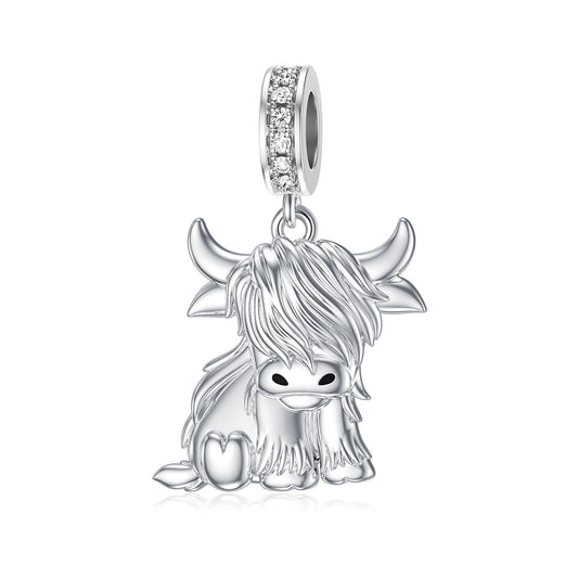 Silver 925 Highland Cow Charms for Bracelets Necklace Highland Cow Bead Pendants for Women