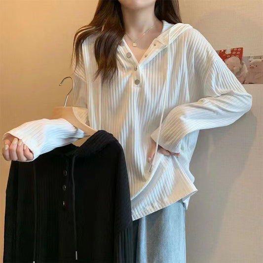 Plus Size Women's Hooded Sweatshirt Long Sleeve T-shirt