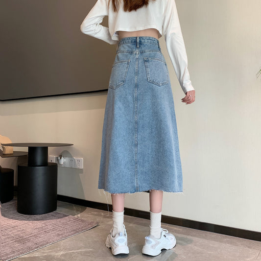 Split Denim Skirt For Women In Summer