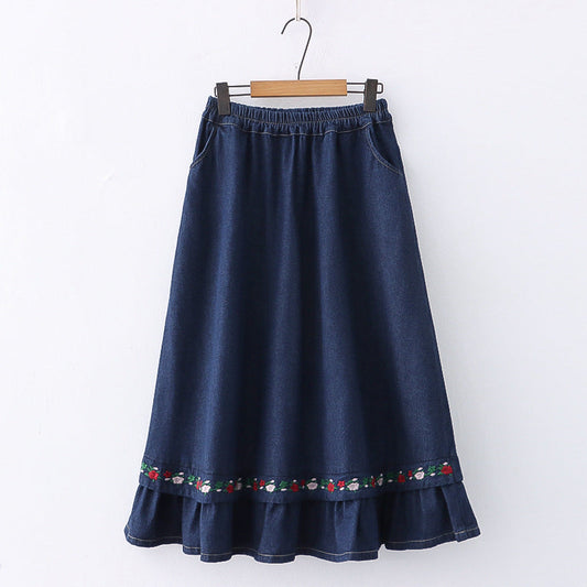 Fashion Embroidery Denim Skirt For Women